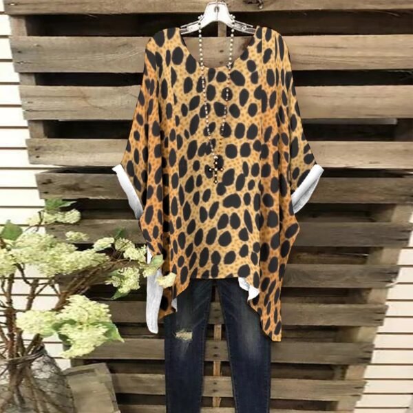 Leopard Print Women's Bat Sleeve Shirt