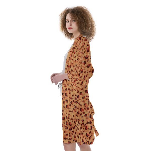 Leopard Print Women's Satin Kimono Robe - Image 2