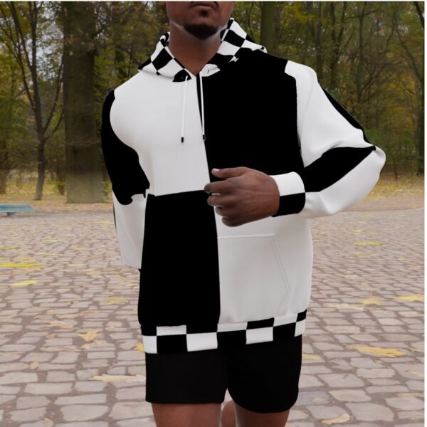 All-Over Print Checkered Men's Heavy Fleece Raglan Hoodie - Image 2