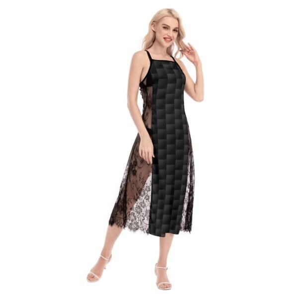 Women's Black Lace Cami Cross Back Dress - Image 2