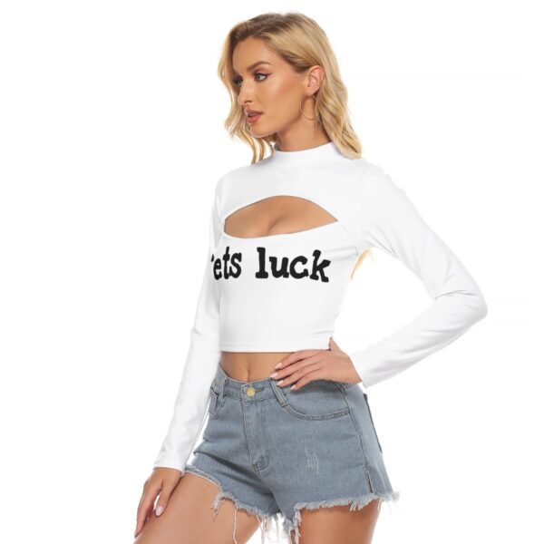 Fets Luck Women's White Hollow Chest Keyhole Tight Crop Top - Image 3