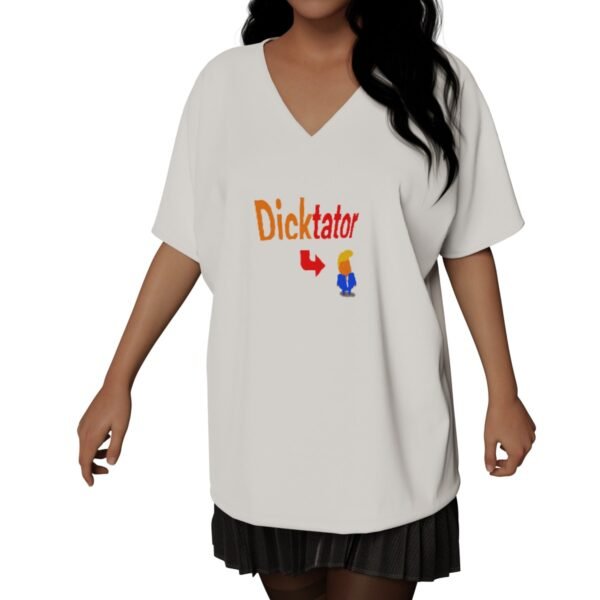 Tiny Dicktator All-Over Print Women's Bat Sleeves V-Neck Blouse - Image 2