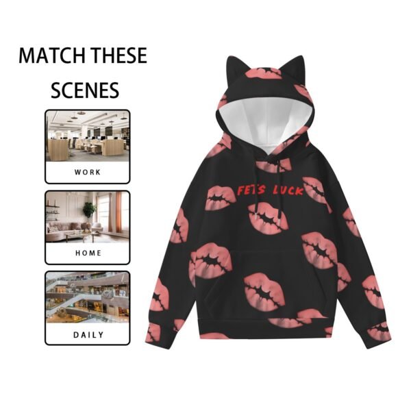 Fets Luck Women’s Hoodie With Decorative Ears - Image 3