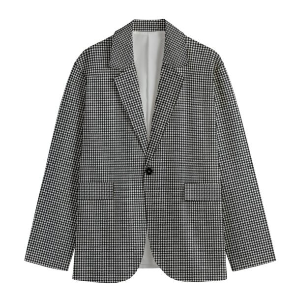 Herringbone Men's Casual Flat Lapel Collar Blazer